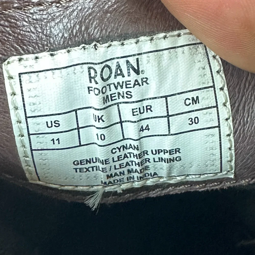 ROAN Mens Cynan Genuine Leather Ankle Boots 11 strap brown EU 44